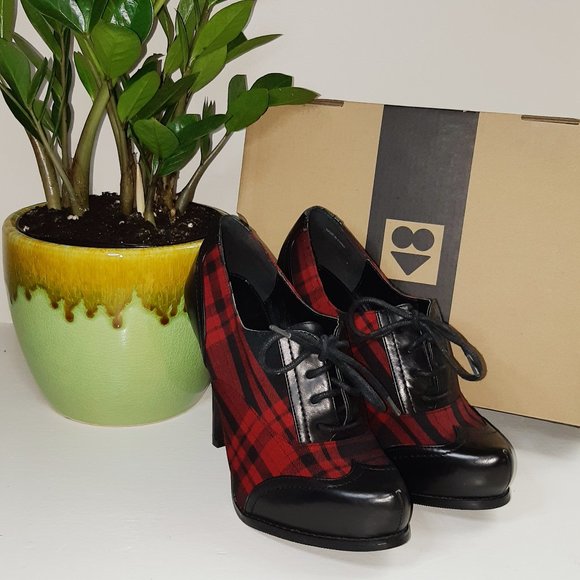 Le Chateau Tartan Heels Sz7 - Picture 1 of 10